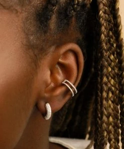 Astrid & Miyu Glimmer Pave Huggies In Silver 9 Astrid & Miyu Glimmer Pave Huggies In Silver