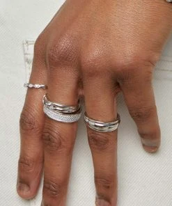 Astrid & Miyu Glimmer Pave Stacking Ring In Silver