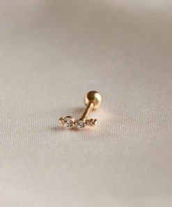 Astrid & Miyu Glimmer Crystal Barbell In Gold