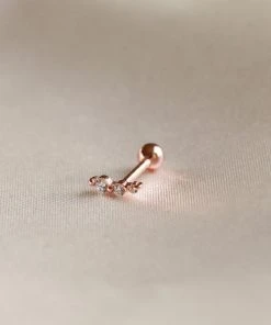 Astrid & Miyu Glimmer Crystal Barbell In Rose Gold