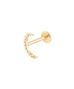 Astrid & Miyu Earrings Solid Gold Diamond Moon Piercing Stud