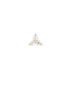 Astrid & Miyu Solid Gold Triple Crystal Piercing Stud Earrings