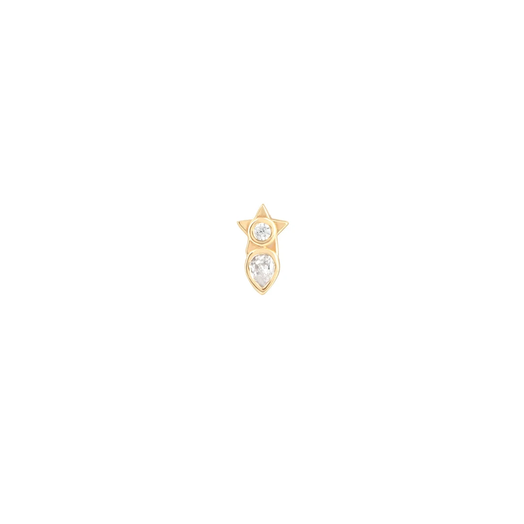 Astrid & Miyu Solid Gold Crystal Star Piercing Stud 5 Astrid & Miyu Solid Gold Crystal Star Piercing Stud