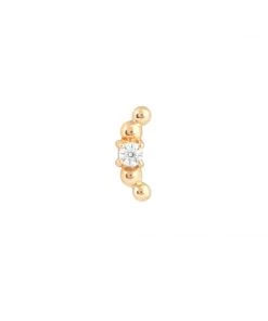 Astrid & Miyu Beaded Curved Piercing Stud In Solid Gold