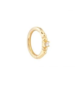 Astrid & Miyu Solid Gold Crystal Rook Hoop