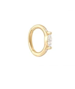 Astrid & Miyu Solid Gold Marquise Rook Hoop Earrings