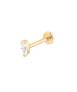 Astrid & Miyu Earrings Solid Gold Marquise Piercing Stud