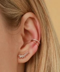 Astrid & Miyu Glimmer Navette Stud Earrings In Rose Gold