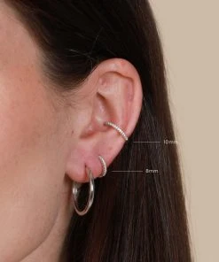 Astrid & Miyu Jewelled Hoop 8mm In Silver