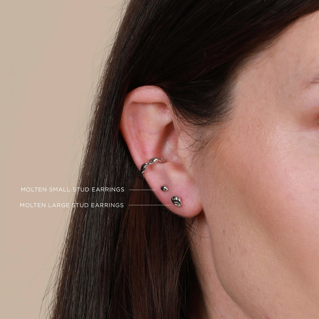 Astrid & Miyu Molten Large Stud Earrings In Silver 7 Astrid & Miyu Molten Large Stud Earrings In Silver