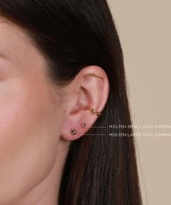 Astridandmiyu Molten Small Stud Earrings In Gold