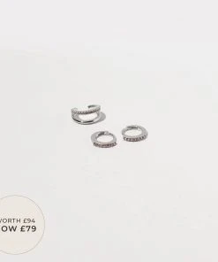 Astrid & Miyu Hope Stacking Set In Silver Earrings