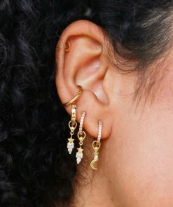 Astridandmiyu Earrings Single Dia Base Hoop In Gold 11 Astridandmiyu Earrings Single Dia Base Hoop In Gold
