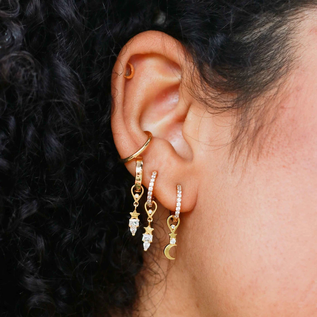 Astridandmiyu Earrings Single Dia Base Hoop In Gold 7 Astridandmiyu Earrings Single Dia Base Hoop In Gold