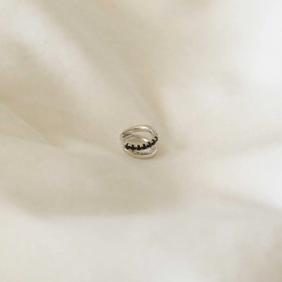 Astrid & Miyu Sale Illusion Black Crystal Hoop 6.5mm In Silver 5 Astrid & Miyu Sale Illusion Black Crystal Hoop 6.5mm In Silver