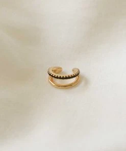 Astrid & Miyu Illusion Black Crystal Ear Cuff In Gold Sale 8 Astrid & Miyu Illusion Black Crystal Ear Cuff In Gold Sale