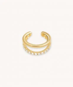 Astridandmiyu Best Sellers Illusion Crystal Ear Cuff In Gold