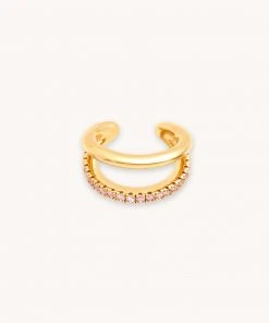Astrid & Miyu Illusion Pink Ear Cuff In Gold