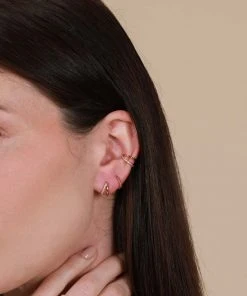 Astrid & Miyu Illusion Pink Ear Cuff In Gold