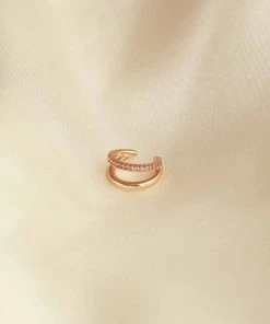 Astrid & Miyu Illusion Pink Ear Cuff In Gold 7 Astrid & Miyu Illusion Pink Ear Cuff In Gold