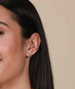 Astrid & Miyu Illusion Pink Ear Cuff In Silver