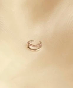 Astrid & Miyu Illusion Pink Ear Cuff In Silver