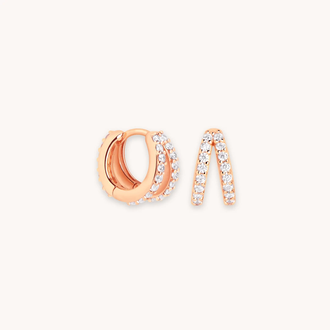 Astrid & Miyu Earrings Illusion Crystal Huggies In Rose Gold 3 Astrid & Miyu Earrings Illusion Crystal Huggies In Rose Gold