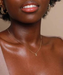 Astrid & Miyu Best Sellers A Initial Pendant Necklace In Gold With A