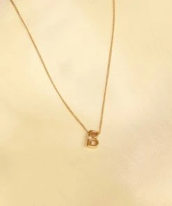 Astrid & Miyu B Initial Pendant Necklace In Gold With B