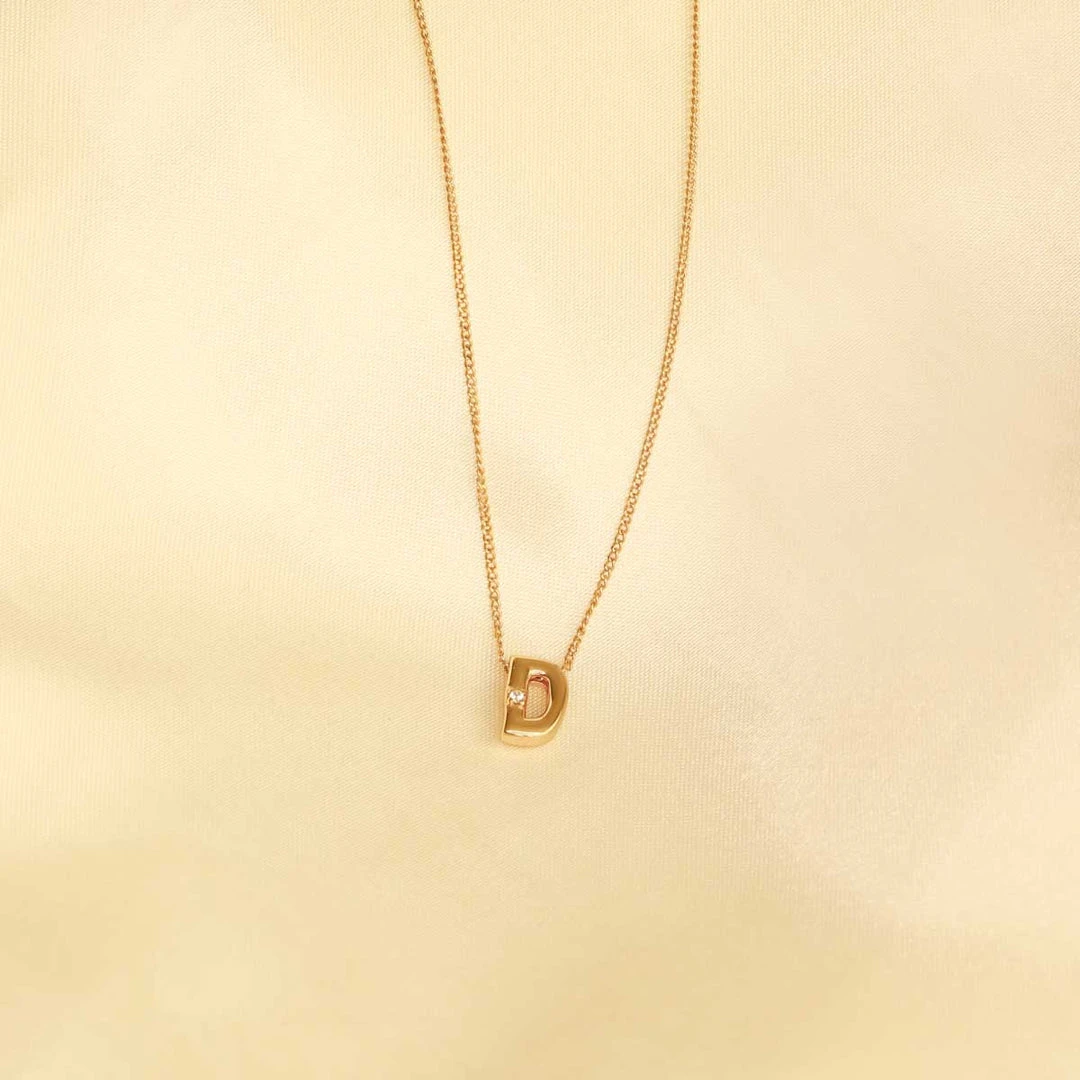 Astrid & Miyu D Initial Pendant Necklace In Gold With D 5 Astrid & Miyu D Initial Pendant Necklace In Gold With D