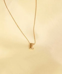 Astrid & Miyu E Initial Pendant Necklace In Gold With E Pendant Necklaces 9 Astrid & Miyu E Initial Pendant Necklace In Gold With E Pendant Necklaces