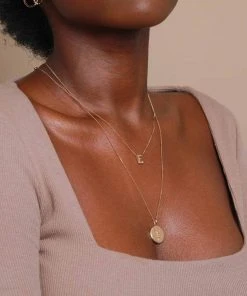 Astrid & Miyu E Initial Pendant Necklace In Gold With E Pendant Necklaces 11 Astrid & Miyu E Initial Pendant Necklace In Gold With E Pendant Necklaces