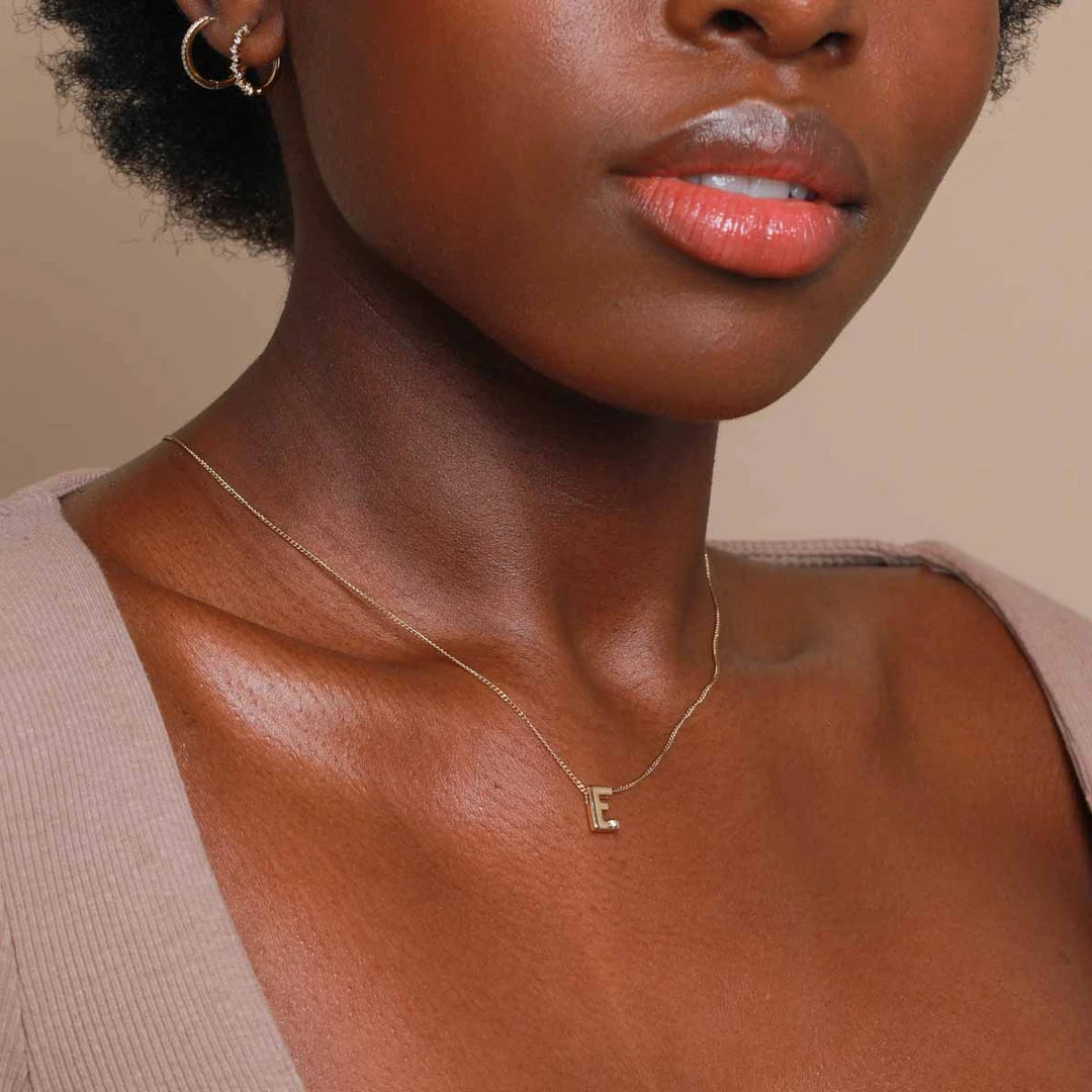 Astrid & Miyu E Initial Pendant Necklace In Gold With E Pendant Necklaces 4 Astrid & Miyu E Initial Pendant Necklace In Gold With E Pendant Necklaces