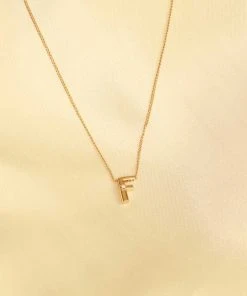 Astrid & Miyu Pendant Necklaces F Initial Pendant Necklace In Gold With F