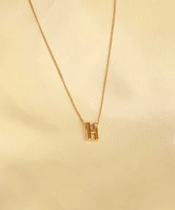 Astrid & Miyu H Initial Pendant Necklace In Gold With H
