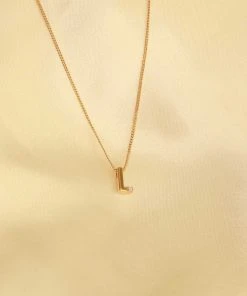Astrid & Miyu L Initial Pendant Necklace In Gold With L Pendant Necklaces