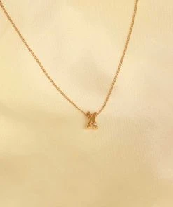 Astrid & Miyu X Initial Pendant Necklace In Gold With X