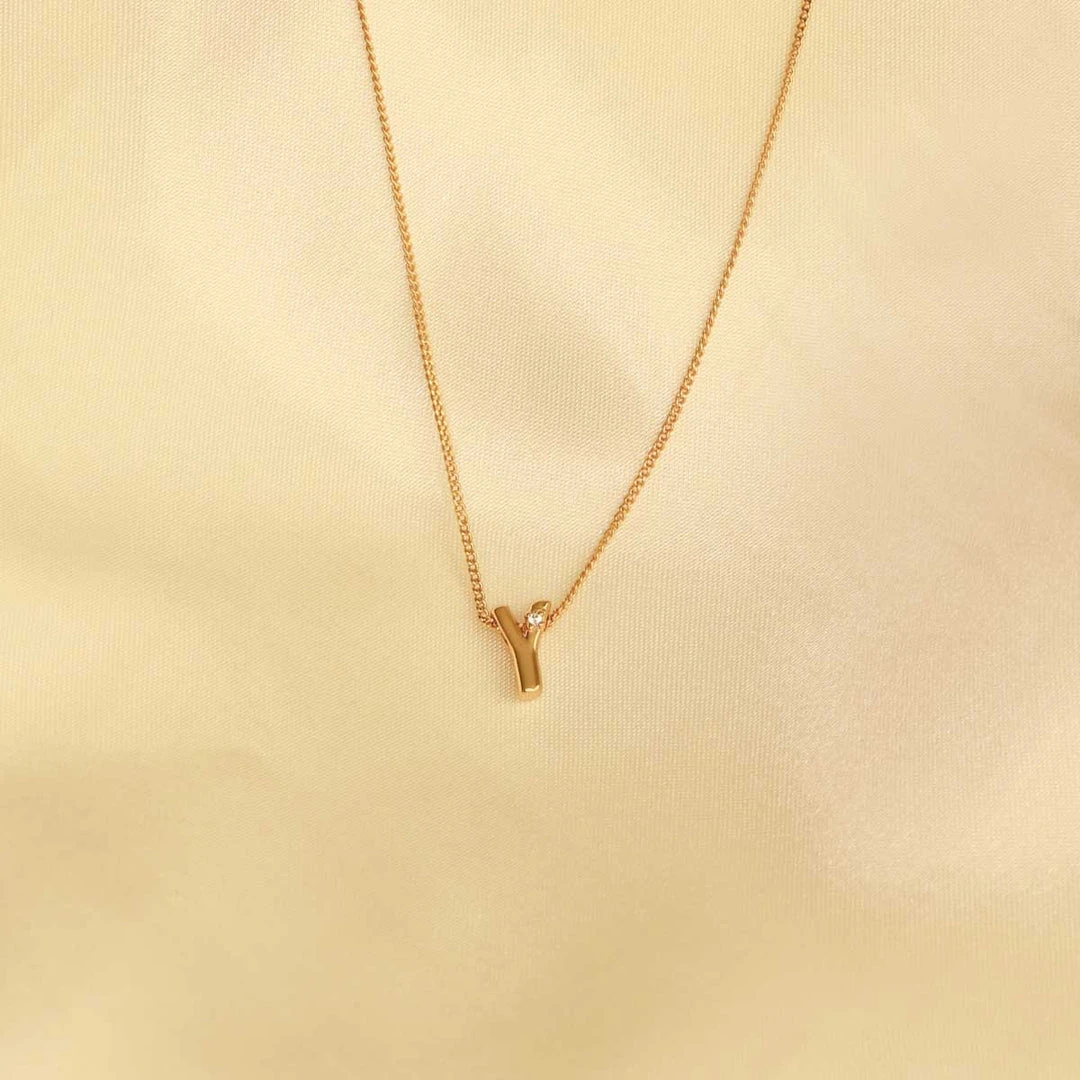 Astrid & Miyu Pendant Necklaces Y Initial Pendant Necklace In Gold With Y 5 Astrid & Miyu Pendant Necklaces Y Initial Pendant Necklace In Gold With Y