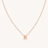Astrid & Miyu M Initial Pendant Necklace In Rose Gold With M Pendant Necklaces 1 Astrid & Miyu M Initial Pendant Necklace In Rose Gold With M Pendant Necklaces