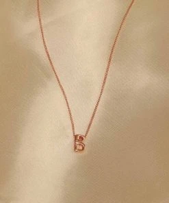 Astrid & Miyu B Initial Pendant Necklace In Rose Gold With B