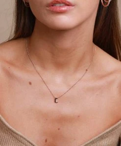 Astrid & Miyu Pendant Necklaces C Initial Pendant Necklace In Rose Gold With C