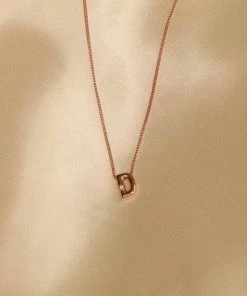 Astrid & Miyu D Initial Pendant Necklace In Rose Gold With D Pendant Necklaces