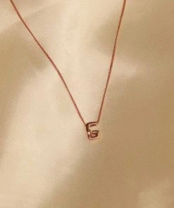 Astrid & Miyu Pendant Necklaces G Initial Pendant Necklace In Rose Gold With G