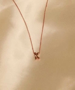Astrid & Miyu K Initial Pendant Necklace In Rose Gold With K