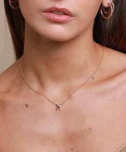 Astrid & Miyu M Initial Pendant Necklace In Rose Gold With M Pendant Necklaces