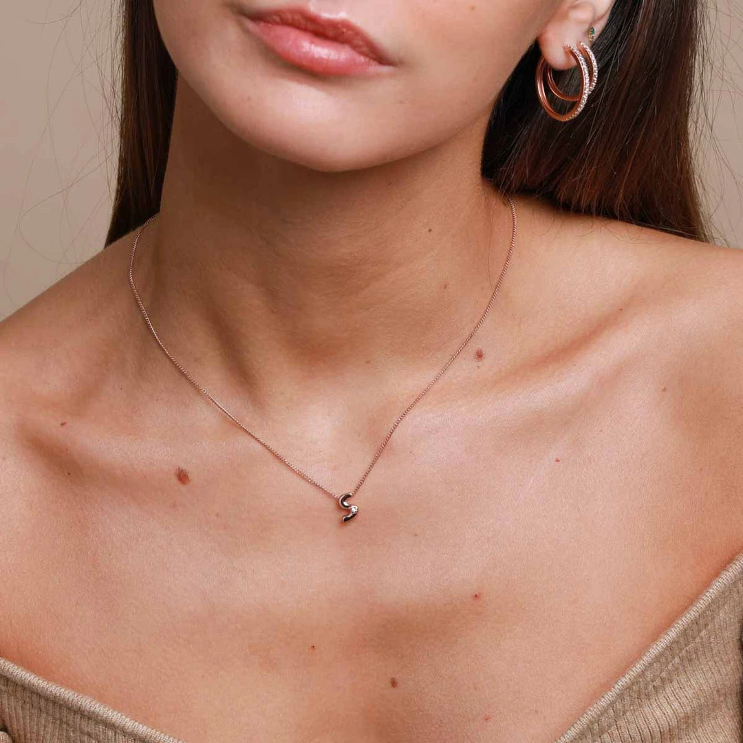 Astrid & Miyu Pendant Necklaces S Initial Pendant Necklace In Rose Gold With S 4 Astrid & Miyu Pendant Necklaces S Initial Pendant Necklace In Rose Gold With S