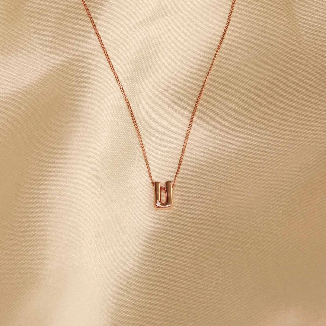 Astrid & Miyu Pendant Necklaces U Initial Pendant Necklace In Rose Gold With U 4 Astrid & Miyu Pendant Necklaces U Initial Pendant Necklace In Rose Gold With U