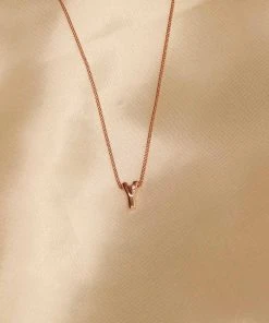 Astrid & Miyu Y Initial Pendant Necklace In Rose Gold With Y
