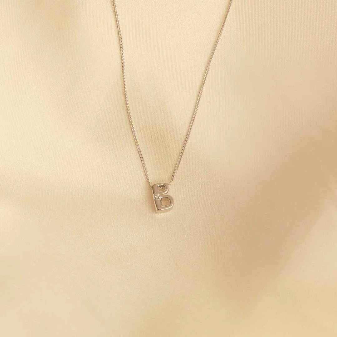 Astrid & Miyu Pendant Necklaces B Initial Pendant Necklace In Silver With B 4 Astrid & Miyu Pendant Necklaces B Initial Pendant Necklace In Silver With B