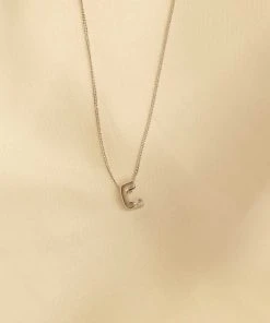 Astrid & Miyu Pendant Necklaces C Initial Pendant Necklace In Silver With C 9 Astrid & Miyu Pendant Necklaces C Initial Pendant Necklace In Silver With C